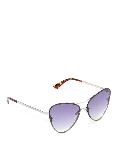 Mcq By Alexander Mcqueen Metal Frame Violet Sunglasses In Silver