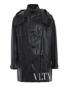 VALENTINO VLTN COATED COTTON HOODED TRENCH COAT