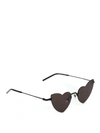 Saint Laurent New Wave Loulou Heart-shaped Metal Sunglasses In Black