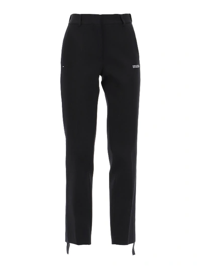 Off-white Trousers With Front Logo Detail In Black
