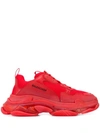 Balenciaga Triple S Logo-print Faux Leather Sneakers In Red