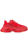 Balenciaga Triple S Logo-print Faux Leather Sneakers In Red Black