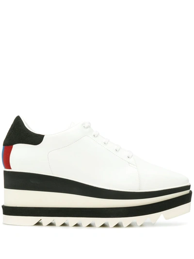 STELLA MCCARTNEY STELLA MCCARTNEY ELYSE STRIPED PLATFORM SOLE SNEAKERS - 白色