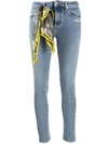 OFF-WHITE SCARF DETAIL SKINNY JEANS