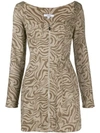 Miaou Printed Dree Mini Dress In Neutrals