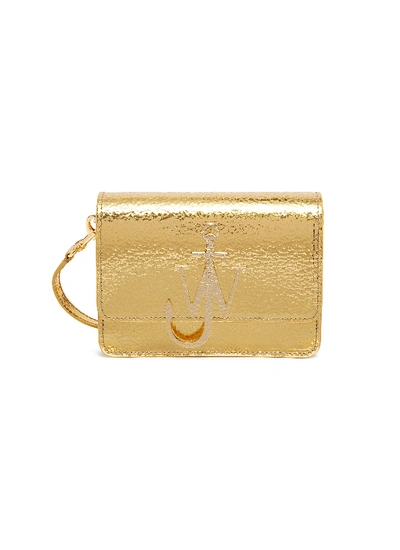 Jw Anderson 'logo' Plate Mini Leather Crossbody Bag In Gold