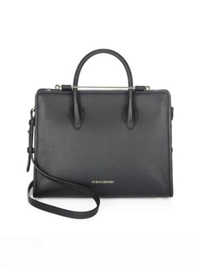 Strathberry Midi Leather Tote In Black