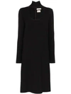 Bottega Veneta Wool-blend Turtleneck Midi Dress In Black