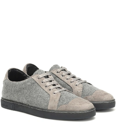 Max Mara Suede-trimmed Sneakers In Grey