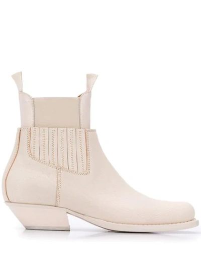 Mm6 Maison Margiela Square-toe Western Leather Ankle Boots In Neutrals