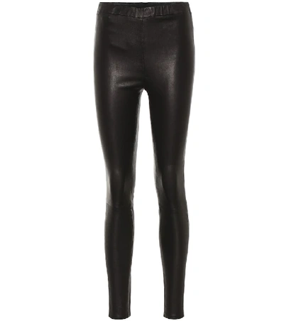 J Brand Macey High Rise Leather Trousers In Black
