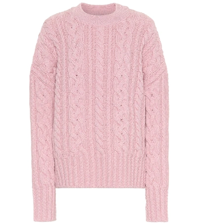 Ami Alexandre Mattiussi Cable-knit Wool Sweater In Pink