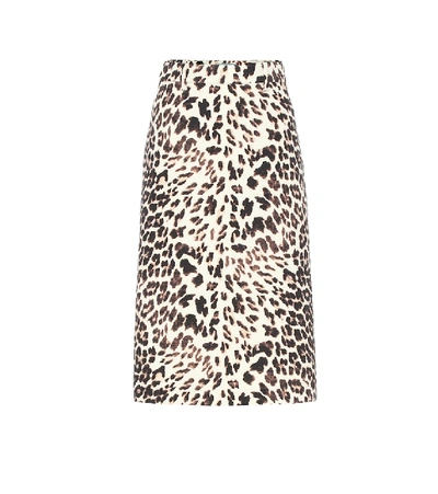 Prada Virgin Wool Gabardine Midi Skirt In Ecru