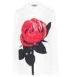 Prada Oversized Floral-print Cotton-poplin Shirt In White