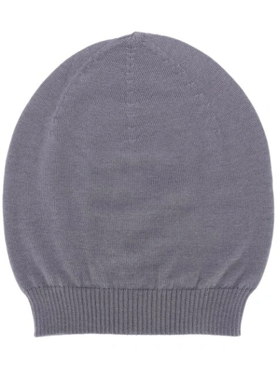 Rick Owens Knitted Beanie In Blue