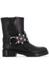 RED VALENTINO FLORAL BUCKLED BOOTS