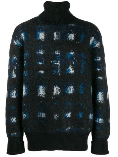 Alexander Mcqueen Oversize Mohair Blend Jacquard Sweater In Blue
