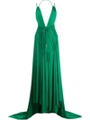 Dsquared2 Long Light Viscose Crepe Dress In Green