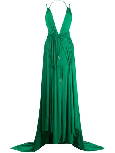 Dsquared2 Long Light Viscose Crepe Dress In Green