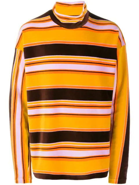 Marni High-neck Striped Cotton-velour Top In Yellow | ModeSens
