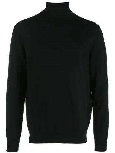 Emporio Armani Jacquard-logo Roll-neck Jumper In Schwarz