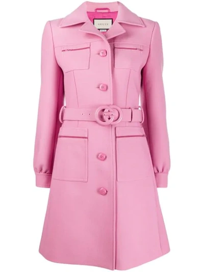 Gucci Interlocking G Belted Coat - 粉色 In Pink