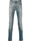 Represent Distressed Skinny Jeans In Blue