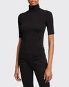 MAJESTIC SOFT TOUCH ELBOW-SLEEVE TURTLENECK TOP,PROD149760030