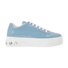 Miu Miu Crystal Detail Skate Platform Sneaker In Light Blue