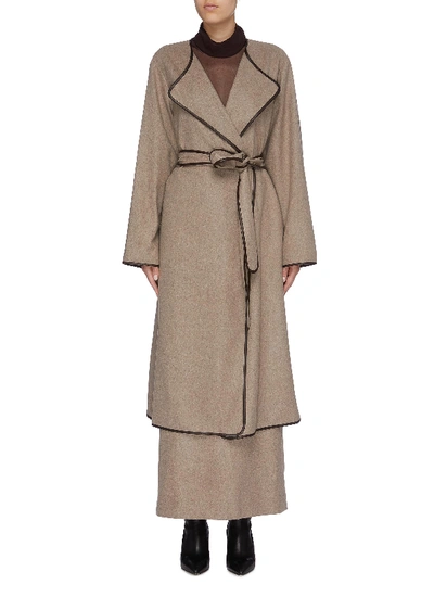 The Row 'helga' Belted Contrast Border Cashmere Coat