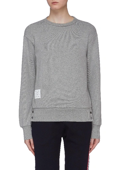 Thom Browne Stripe Back Button Cuff Sweatshirt In Grey