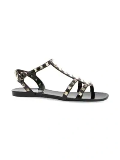 Valentino Garavani Garavani Rockstud Pvc Gladiator Sandals In Black