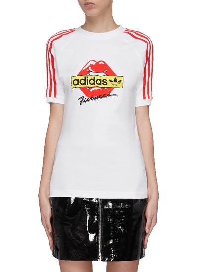 Adidas Originals X Fiorucci 'fiorucci Lips' Logo Graphic Print Stripe  Sleeve T-shirt | ModeSens