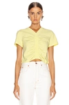 ALEXANDER WANG T T BY ALEXANDER WANG TWIST SHORT SLEEVE TOP IN YELLOW,TBBY-WS290