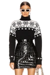 Loewe Snowflake Intarsia Knit Turtleneck In White & Black