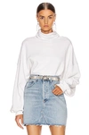 Agolde Balloon Sleeve Turtleneck Sweatshirt In Plaster