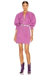 Isabel Marant Honey Ruffled Cotton-twill Mini Dress In Fuchsia