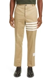 Thom Browne Seamed 4-bar Stripe Unconstructed Chino Trouser In Cotton Twill In Camel