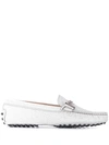 Tod's Gommino Double T Loafers In Silver