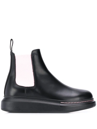 Alexander Mcqueen Contrast Panels Chelsea Boots In Black