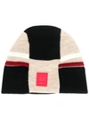 OFF-WHITE OFF-WHITE COLOUR BLOCK KNITTED HAT - 大地色