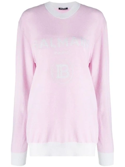 Balmain Intarsia Logo Jumper - 粉色 In Pink