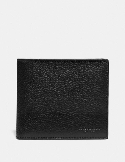 Coach Slim Billfold Wallet With Signature Canvas Detail In Black/khaki