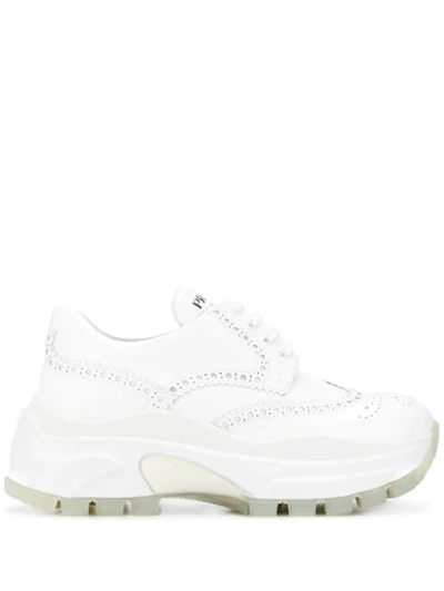 Prada Brogue Style Sneakers In White