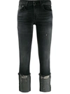 R13 CROPPED AND DISTRESSED SKINNY FIT JEANS