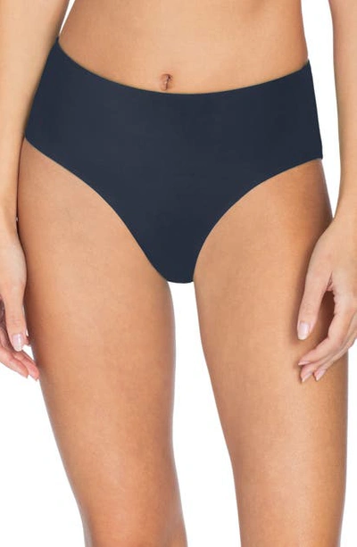 Robin Piccone Ava High Waist Bikini Bottoms In Navy