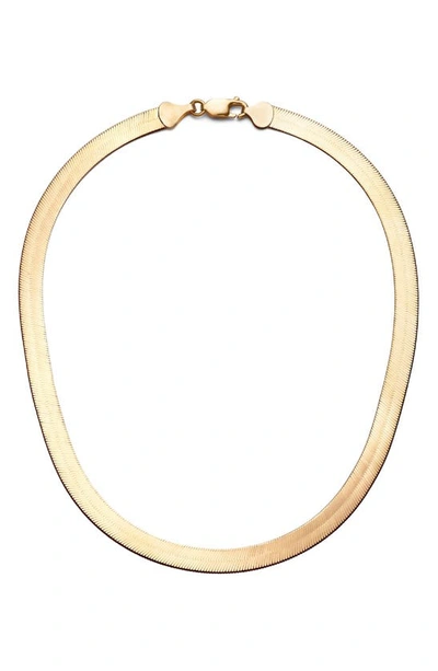 Lana 14k Gold Wide Herringbone Choker Necklace In Yellow Gold