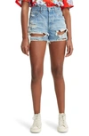 Levi's Levis Blue Distressed 501 Original Shorts In Fault Line