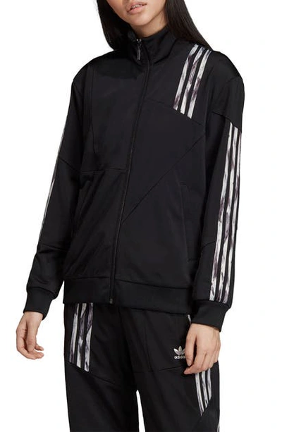 Adidas Originals + Daniëlle Cathari Firebird Paneled Striped Tech-jersey Track Jacket In Black