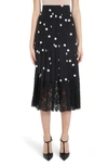 DOLCE & GABBANA LACE BOTTOM DOT PRINT MIDI SKIRT,F4BFTTHS15T